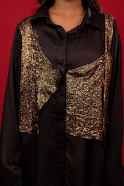 Noir Gold Drape Shirt