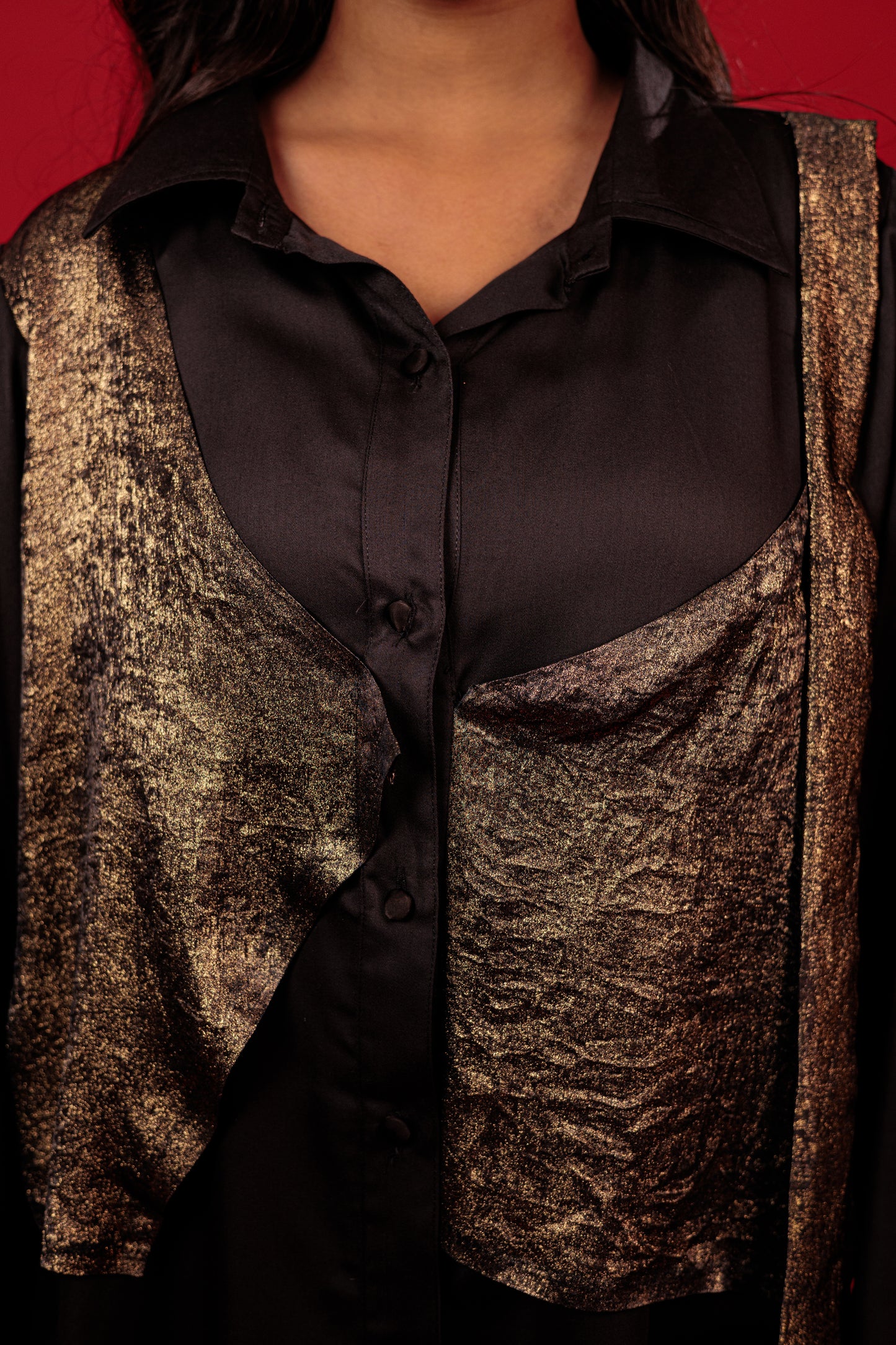 Noir Gold Drape Shirt