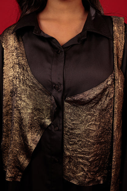 Noir Gold Drape Shirt