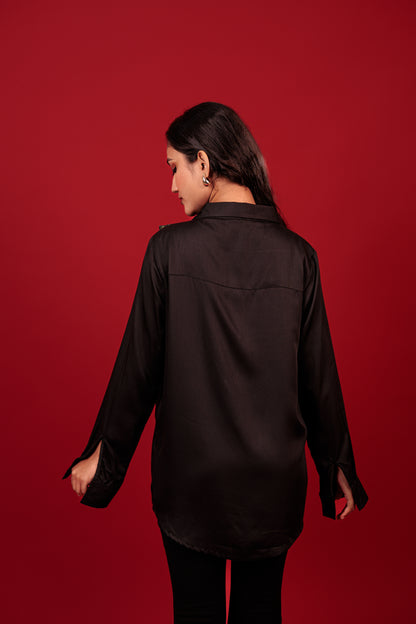 Noir Gold Drape Shirt