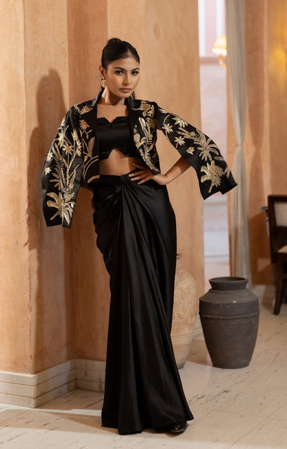 Noir Cropped Blazer Set